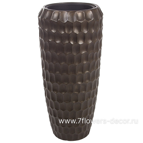 Кашпо Nobilis Marco Pab-coal Cells Vase (полистоун), D34хH75 см, с тех.горшком - фото 1