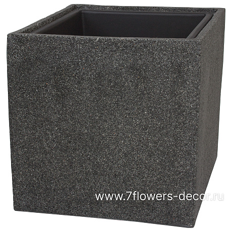 Кашпо Nobilis Marco Rock2-grey Cube (полистоун), 20х20хH20 см, с тех.горшком - фото 1