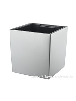 Кашпо Lechuza "Cube Premium Complete silver metallic" (пластик), 30х30хH30 см - фото 1