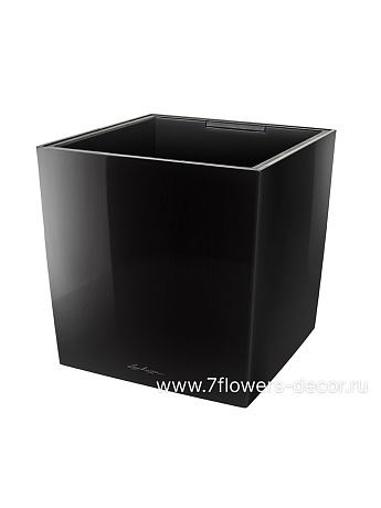 Кашпо Lechuza Cube Premium Complete black high gloss (пластик), 40x40xH40 см - фото 1